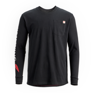 Long Sleeve Pocket T-Shirt with Sleeve Print Black