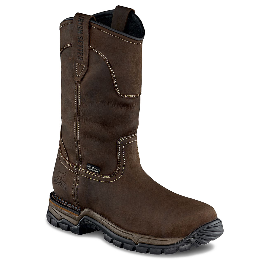 Two Harbors Men's 11-inch Waterproof Leather Safety Toe Pull-On Boot