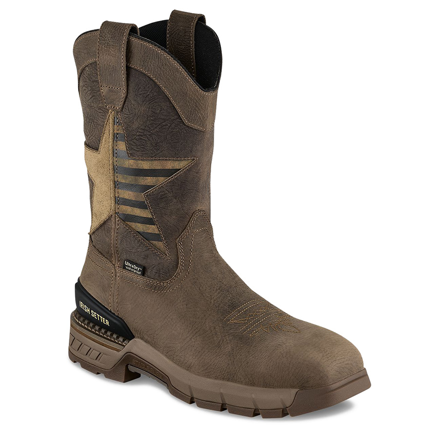 Two Harbors Men's 11-inch Waterproof Leather Safety Toe Pull-On Boot